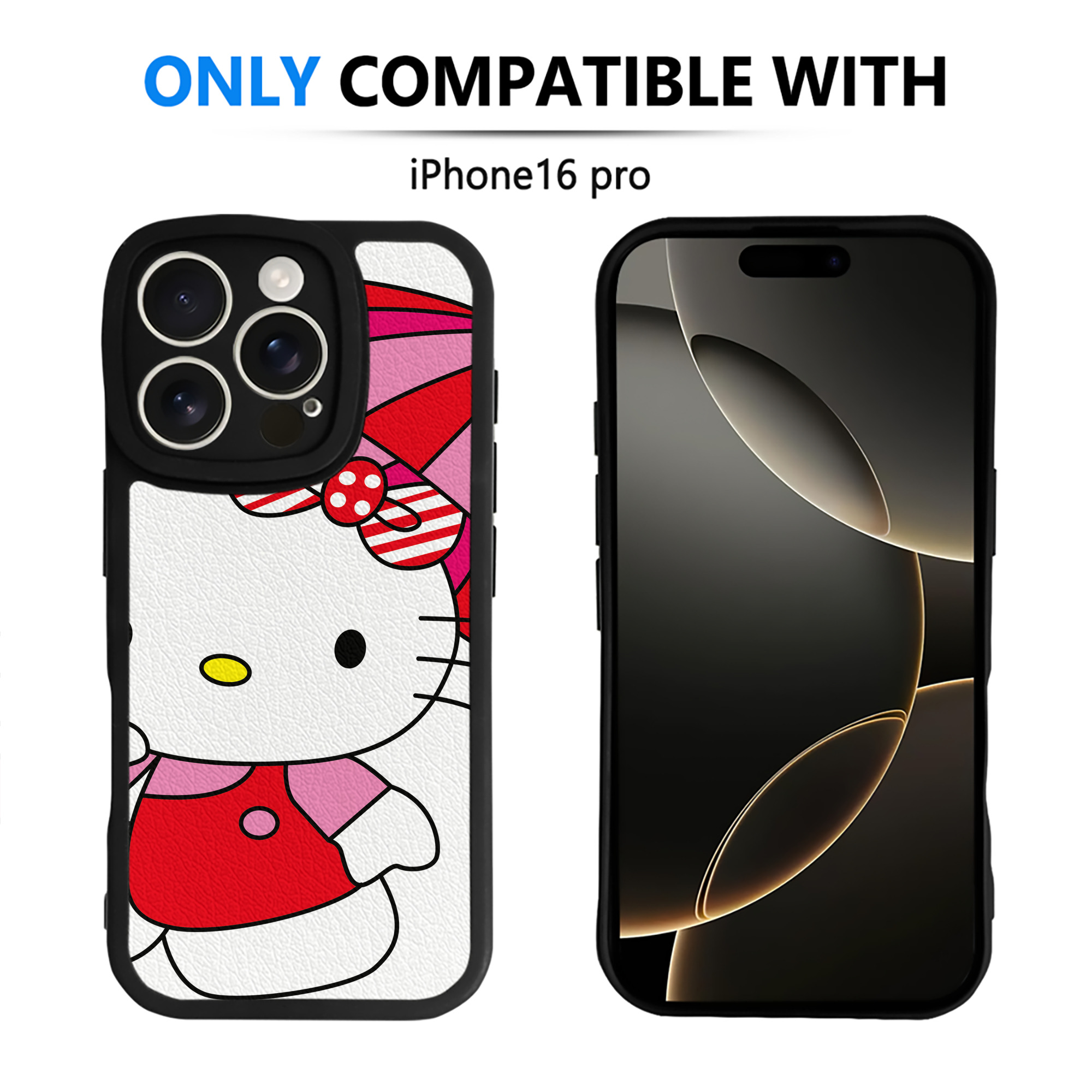 （画像用） Hello Kitty ハローキティ 【iPhone 16シリーズ対応】シリコンスマホケース（レザー調） 材質：シリコン